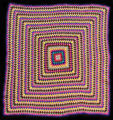  Lap Rug 1 (Crocheted Multi-coloured Commercial Wool)